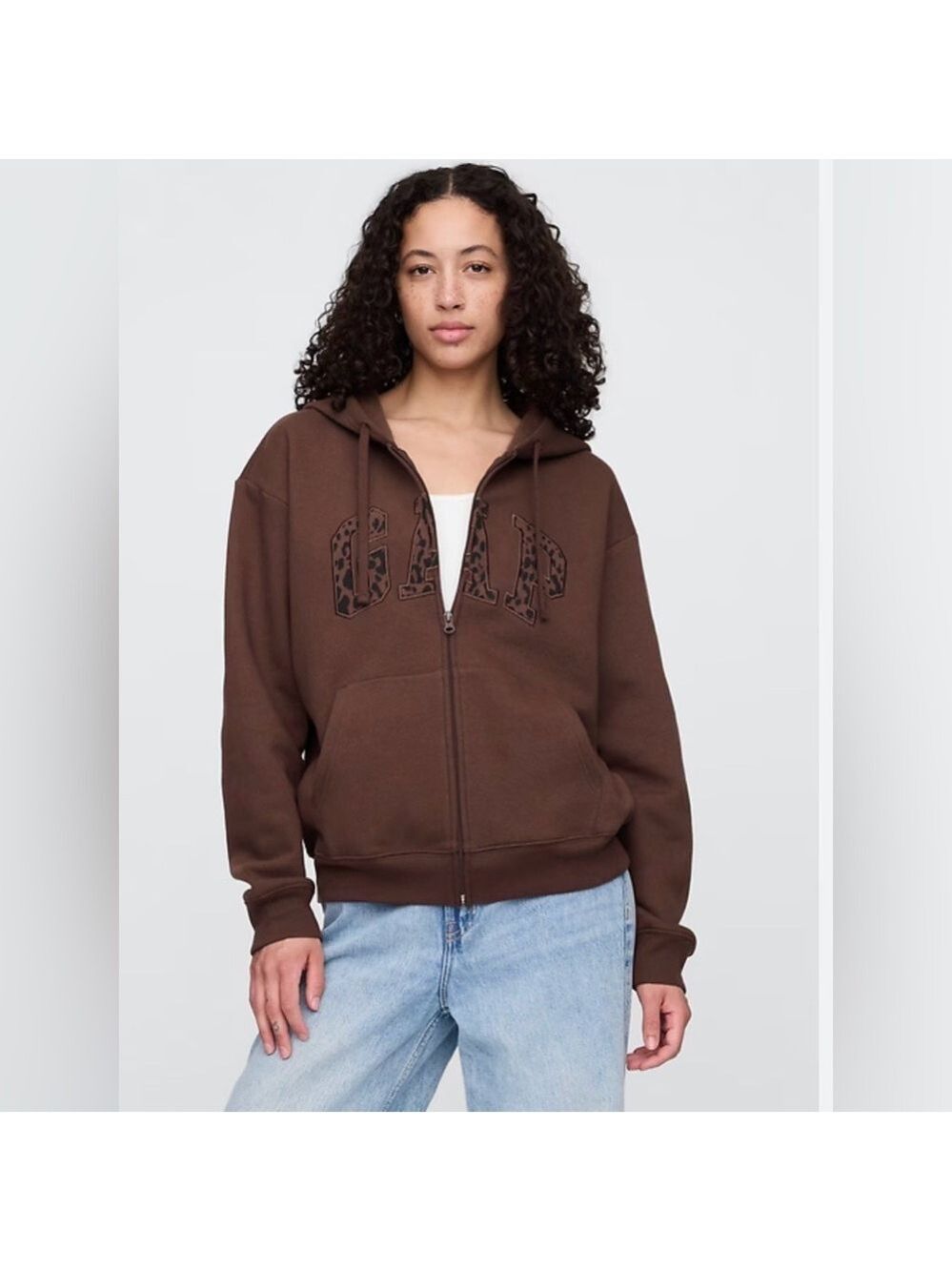 Gap Logo Spell-Out Relaxed Fit Full-Zip Hoodie Jacket NWT M Mobwife Leopard